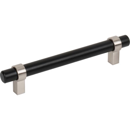 Jeffrey Alexander 128 Mm Center-To-Center Matte Black W/ Satin Nickel Key Grande Cabinet Bar Pull 5128MBSN